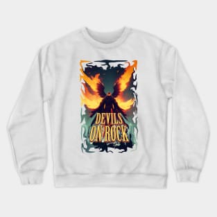 fantastic wings devil skull on rock graphic design and illustration by ironpalette Crewneck Sweatshirt